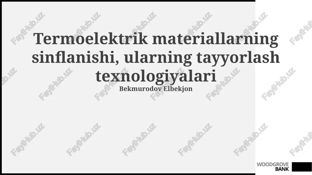 yarimo'tkazgichli termoelektr materiallar — PPTX