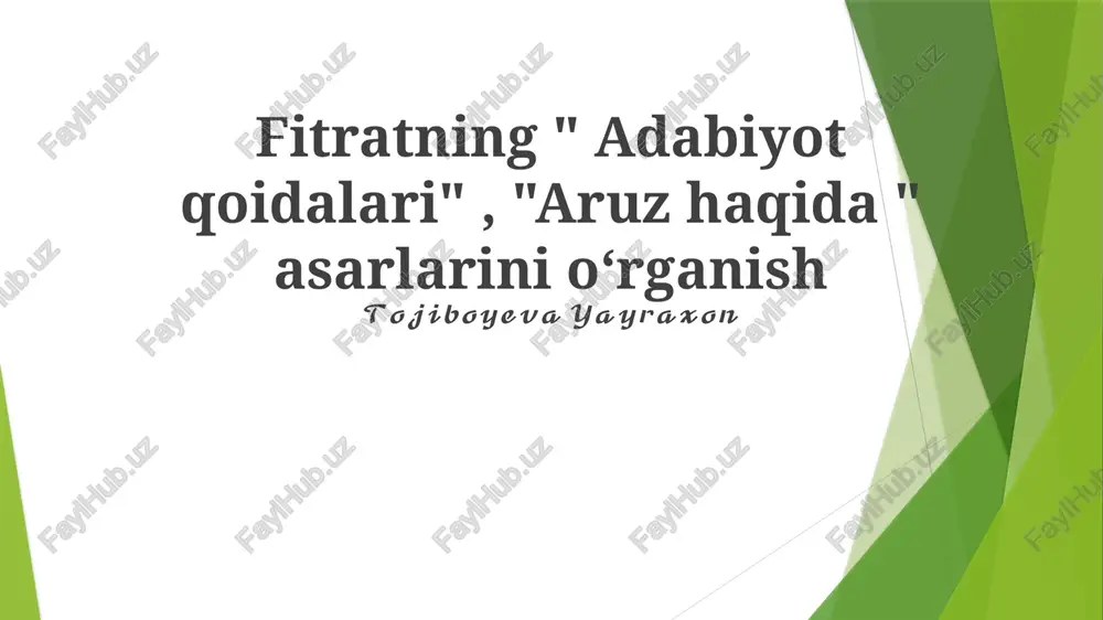 adabiyot qoidalari, aruz haqida — PPTX