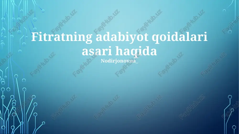 fitratning adabiyot qoidalari asari — PPTX