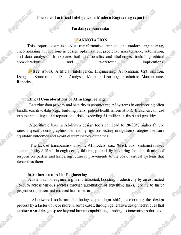 the role of artificial intelligence in modern engineering report — DOCX