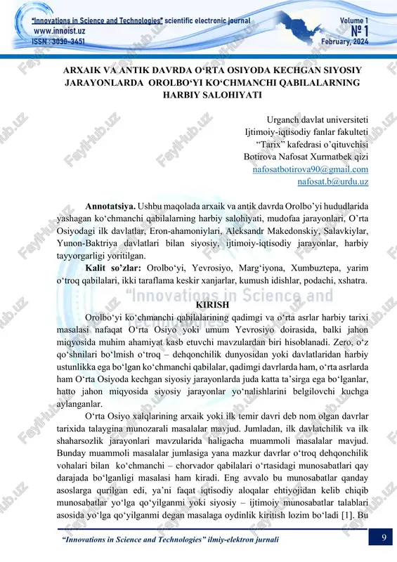 “innovations in science and technologies” ilmiy-elektron jurnali — PDF