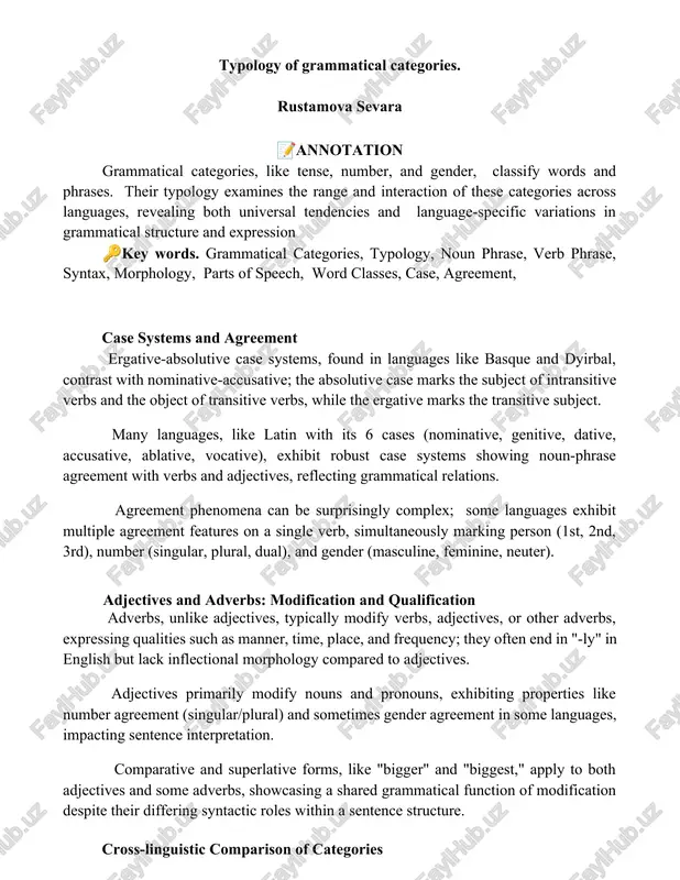 typology of grammatical categories — DOCX