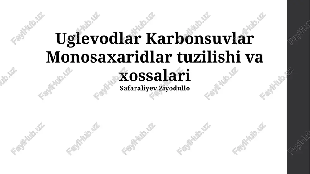monosaxaridlarning kimyoviy xossalari — PPTX