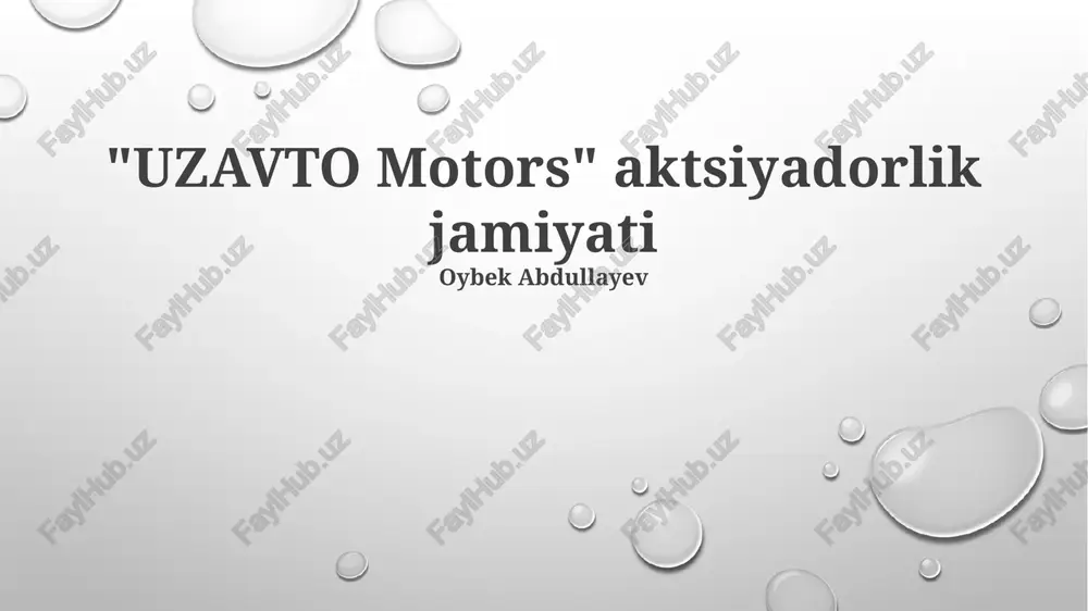 "o'zavto motors" — PPTX