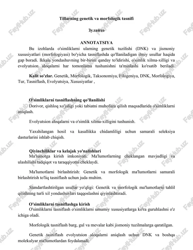 tillarning genetik va morfologik tasnifi — DOCX
