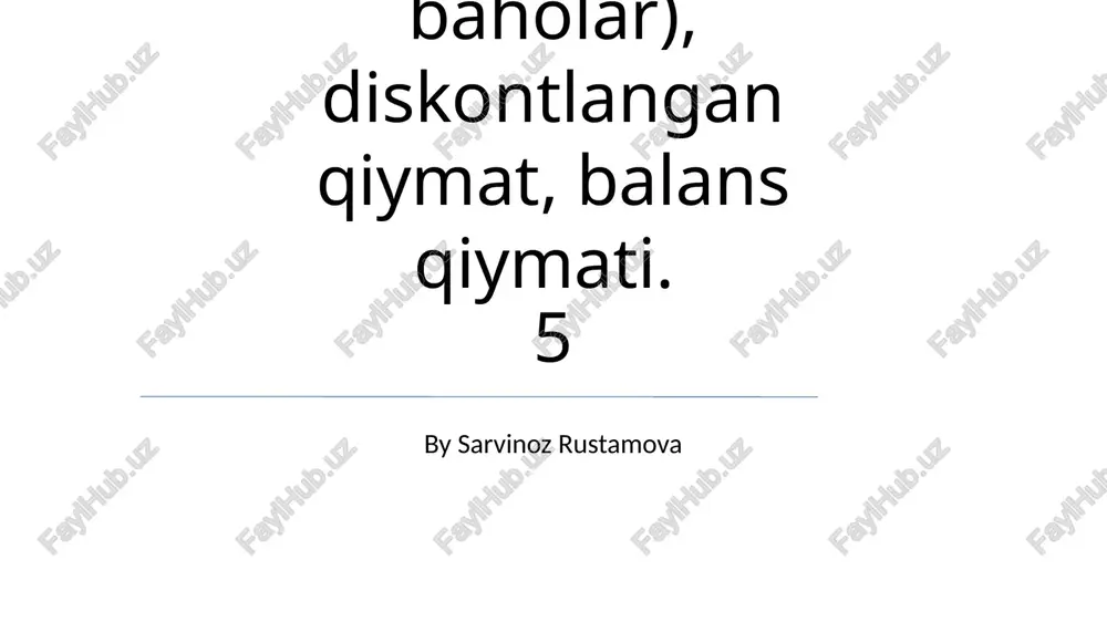 baholash va kalkulyatsiya — PPTX