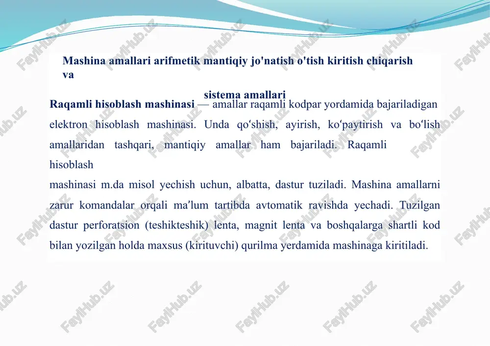 raqamli hisoblash mashinasi — PPTX
