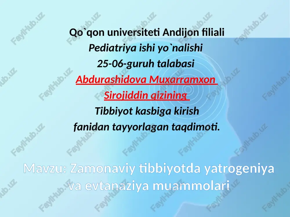 yatrogeniya va evtanaziya muammolari — PPTX
