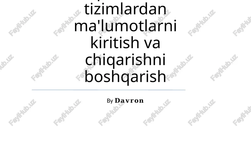 operatsion tizimlardan ma'lumotlarni kiritish va chiqarishni boshqarish — PPTX