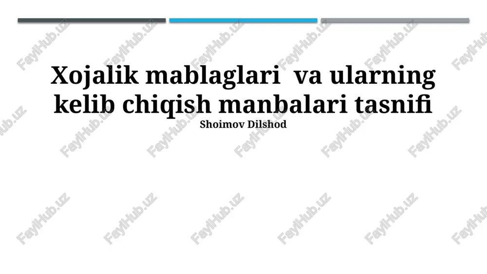 xojalik mablaglari va ularning kelib chiqish manbalari tasnifi — PPTX