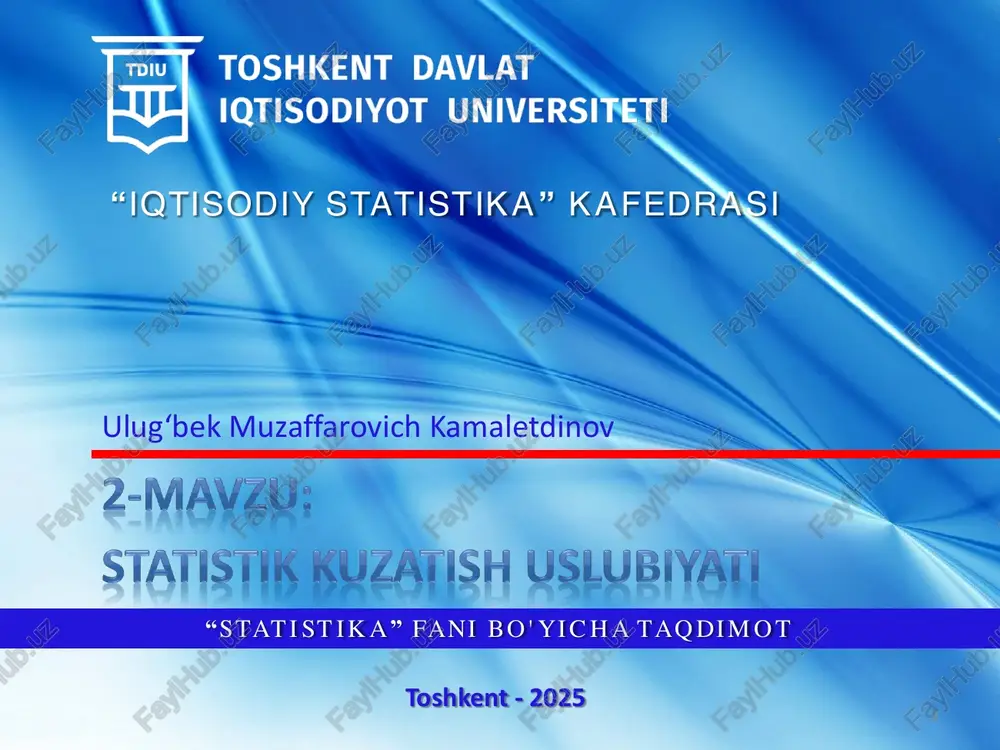 “statistika” fani bo'yicha taqdimot — PDF
