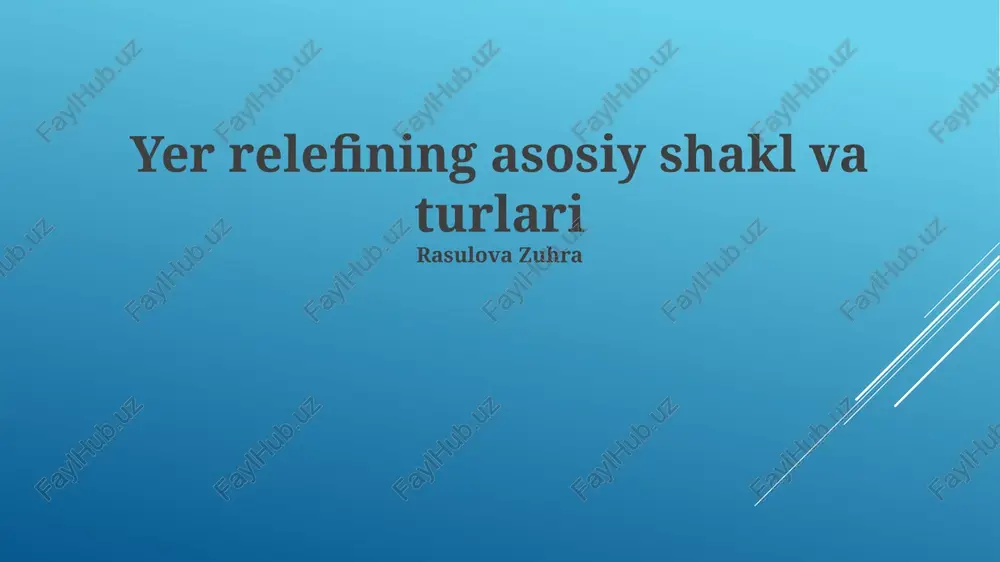 yer relefining asosiy shakl va turlari — PPTX
