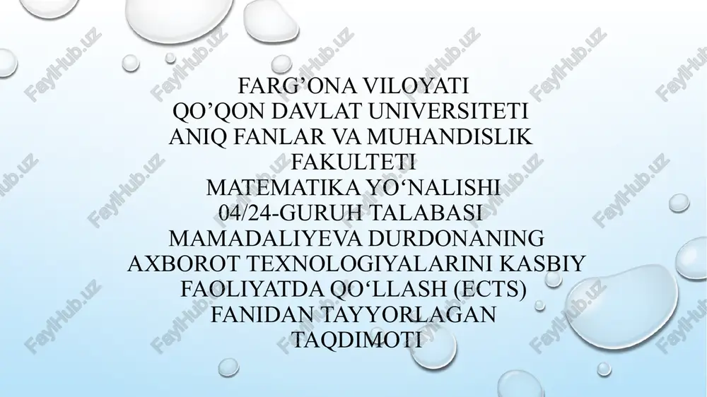 axborot texnologiyalari fanidan powerpoint mavzusi — PPTX