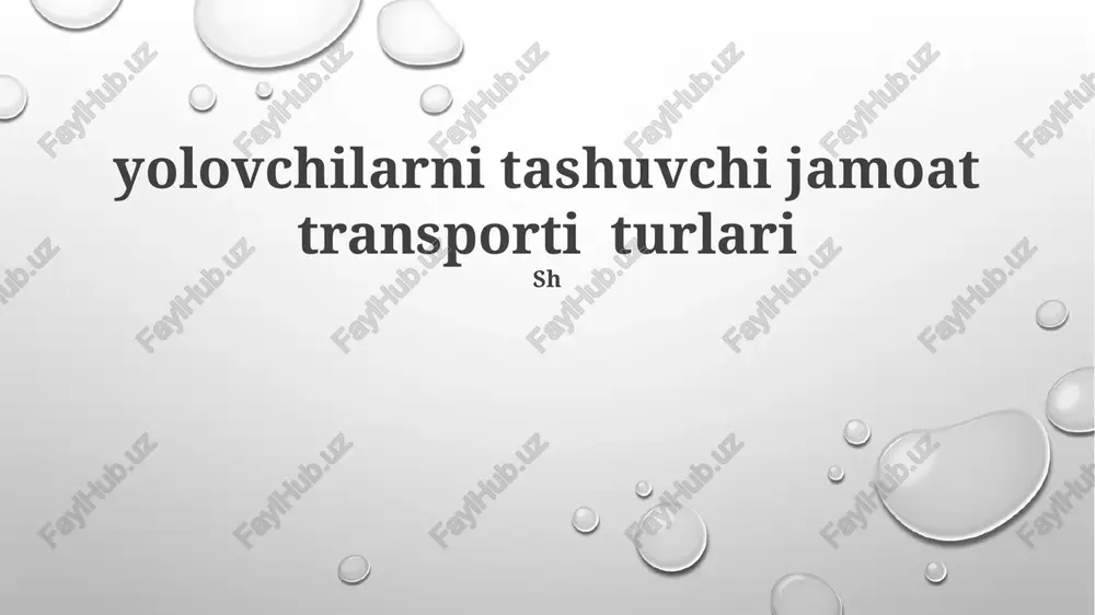 suv transporti turlari — PPTX