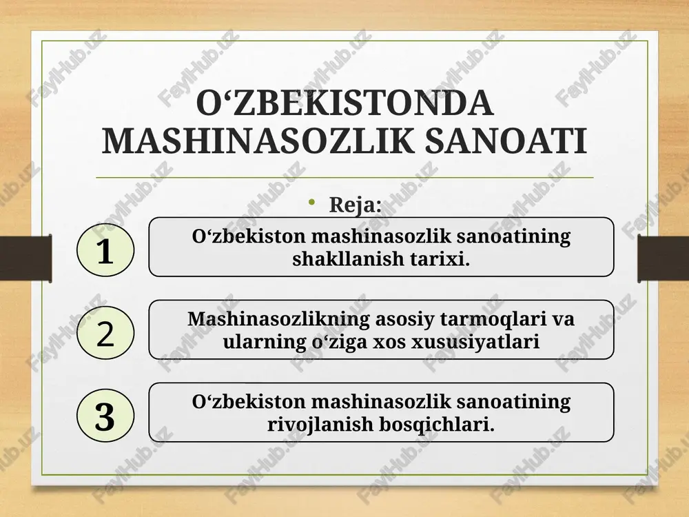 o‘zbekistonda mashinasozlik sanoati — PPTX