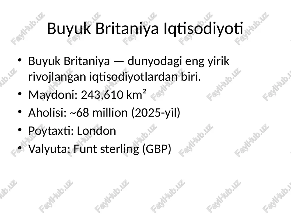 buyuk britaniya iqtisodiyoti — PPTX