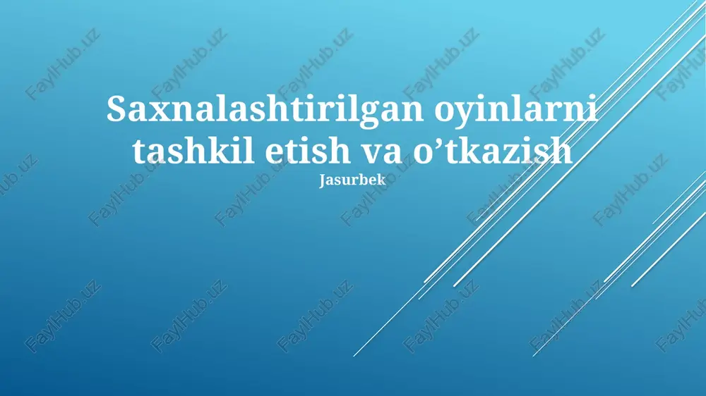 moslashtirilgan o'yinlarni tashkil etish va o'tkazish — PPTX