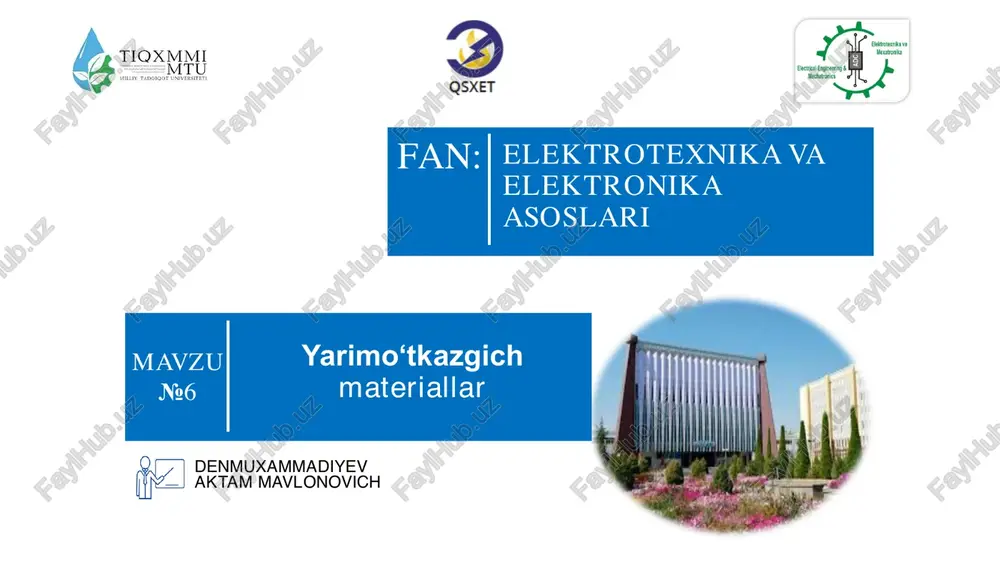 elektrotexnika va elektronika asoslari — PDF