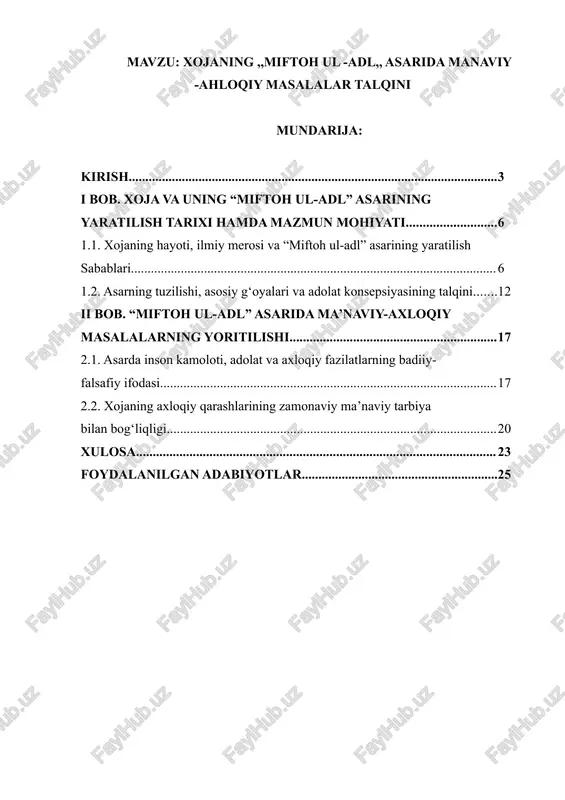 xojaning miftoh ul adl asarida manaviy ahloqiy masalalar talqini — DOCX