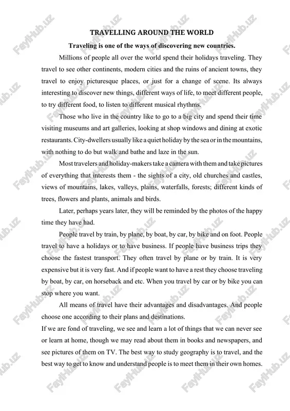 travelling around the world — DOCX
