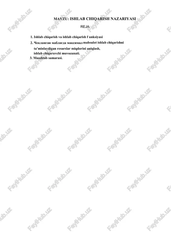 ishlab chiqarish nazariyasi — DOCX