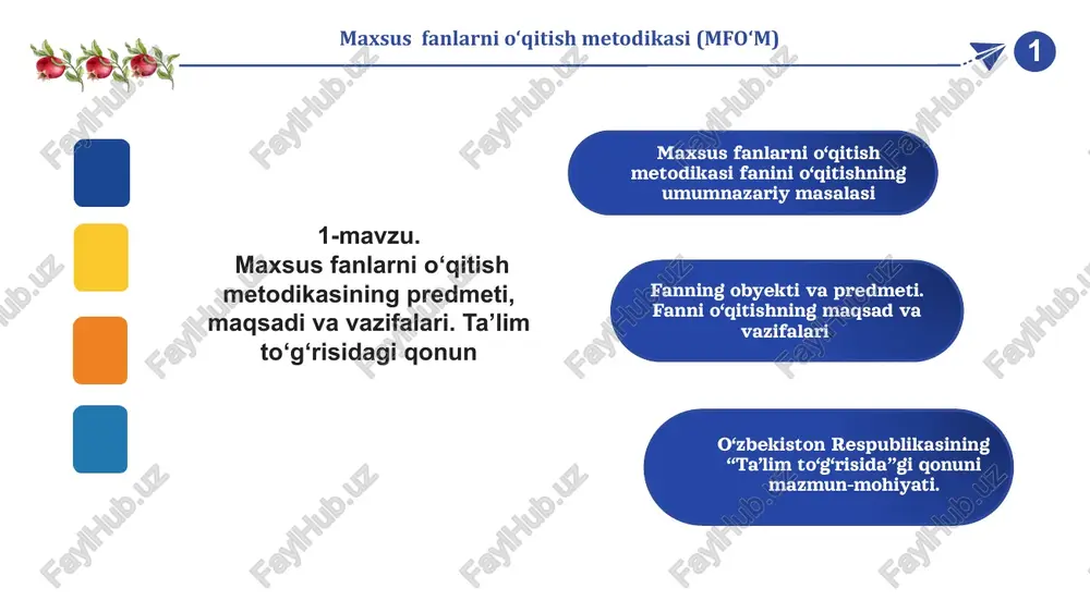 maxsus fanlarni o‘qitish metodikasi (mfo‘m) — PPTX