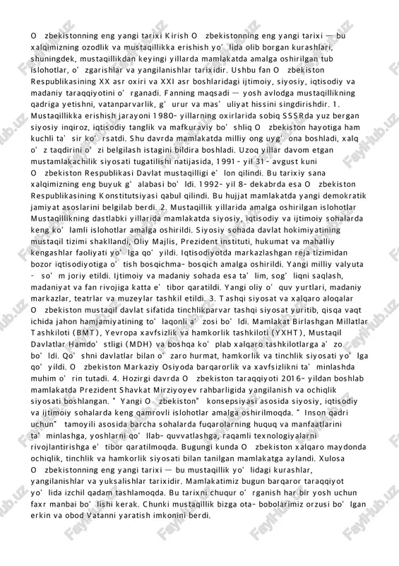 ozbekistonning eng yangi tarixi — PDF