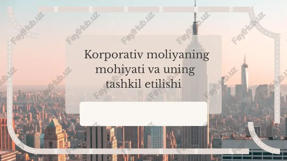 korporativ moliya — PPTX