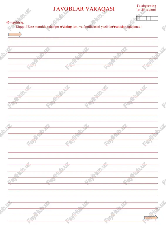 javoblar varaqasi — PDF
