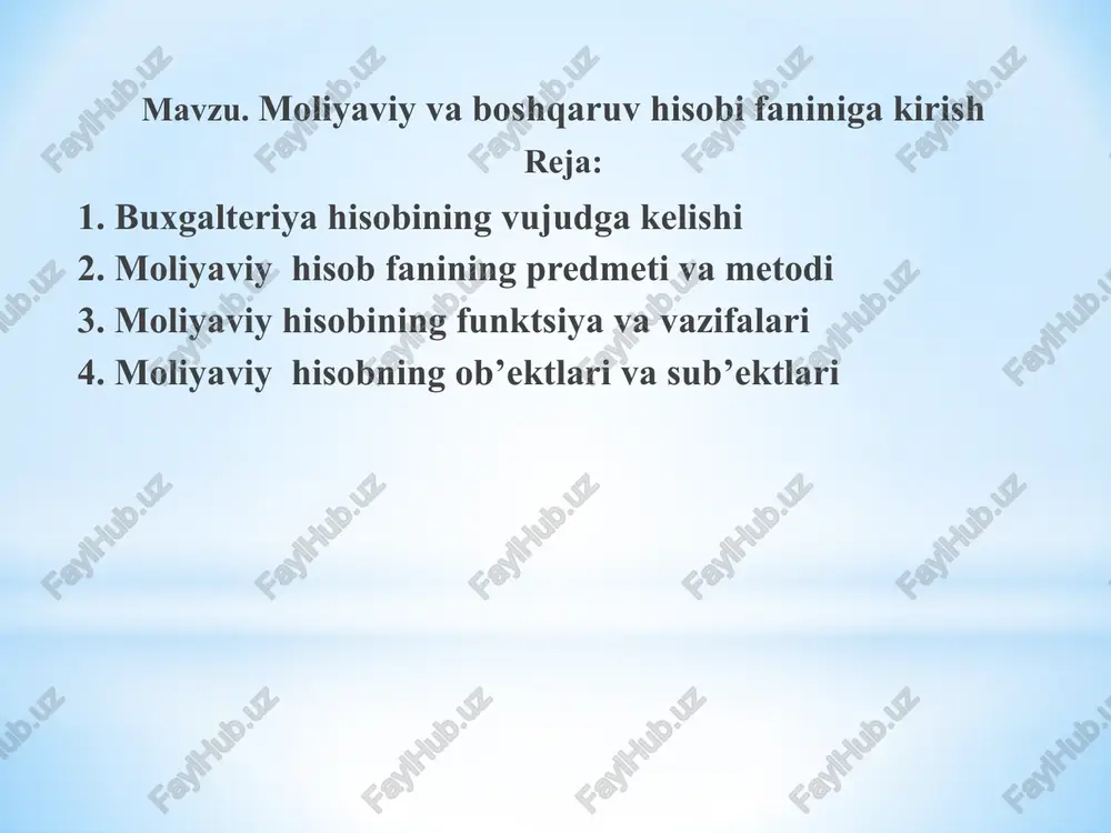 moliyaviy va boshqaruv hisobi — PPTX