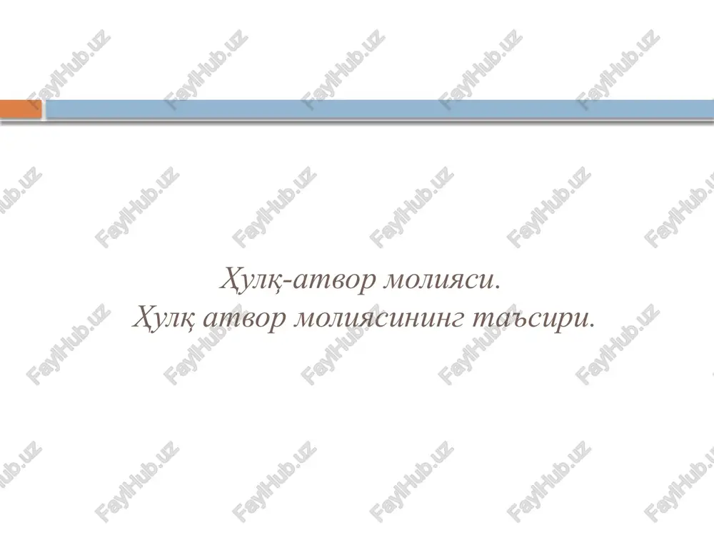 hulq-atvor moliyasi — PPTX