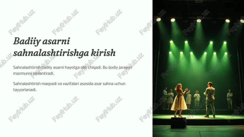 sahnalashtirish badiiy asarlari — PPTX