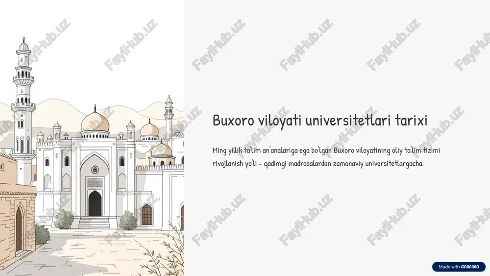 buxoro viloyati universitetlari tarixi — PPTX