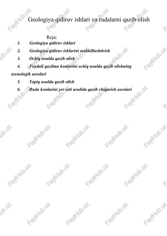 geologiya qidiruv ishlari va rudalarni qazib olish — DOC