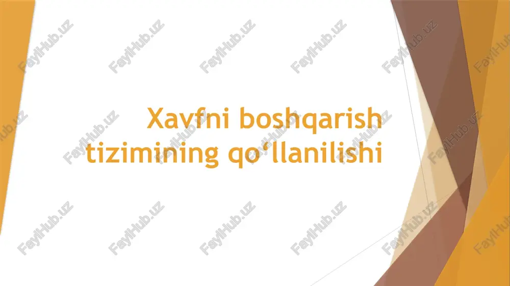 xavfniboshqarishtiziminingqo‘llanilishi — PPTX