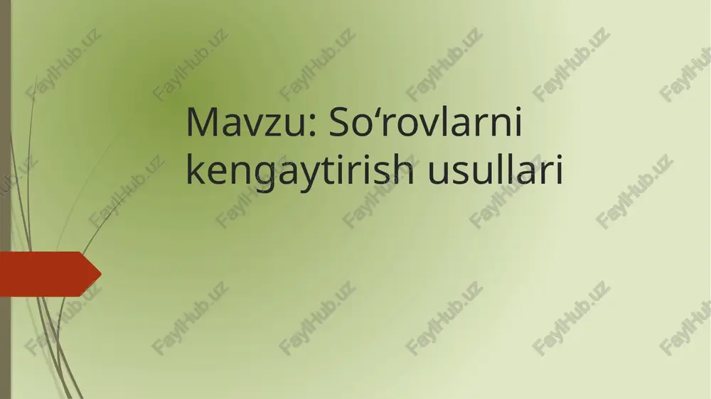 so‘rovlarni qayta ishlash usullari — PPTX