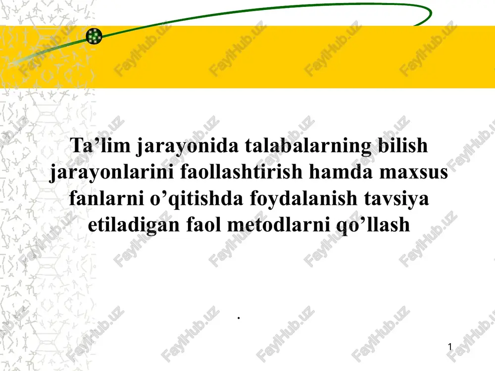 kimyoda o'qitishda muammoli ta'lim texnologiyalari — PPTX