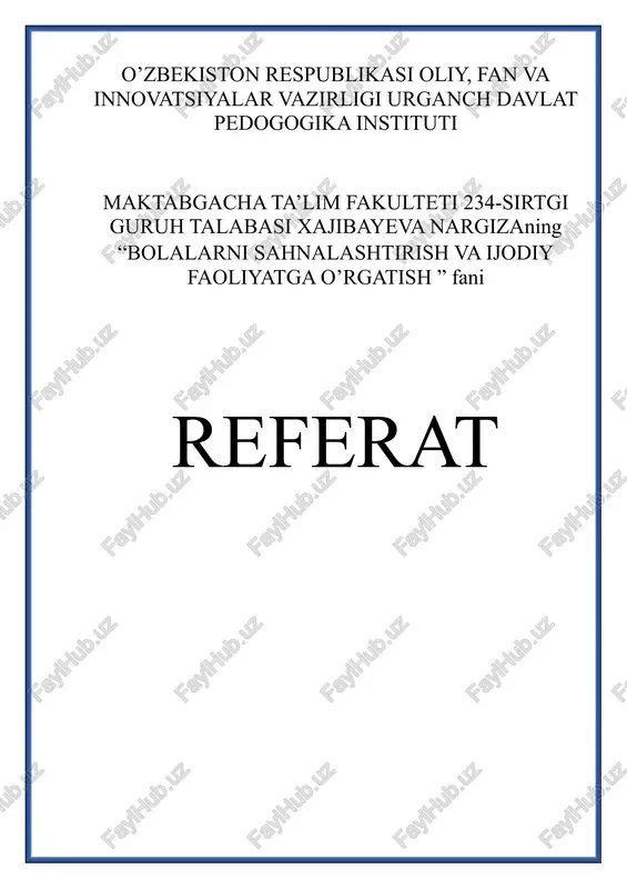 teatr-sahnalashtirish faoliyatining shakllari — DOCX