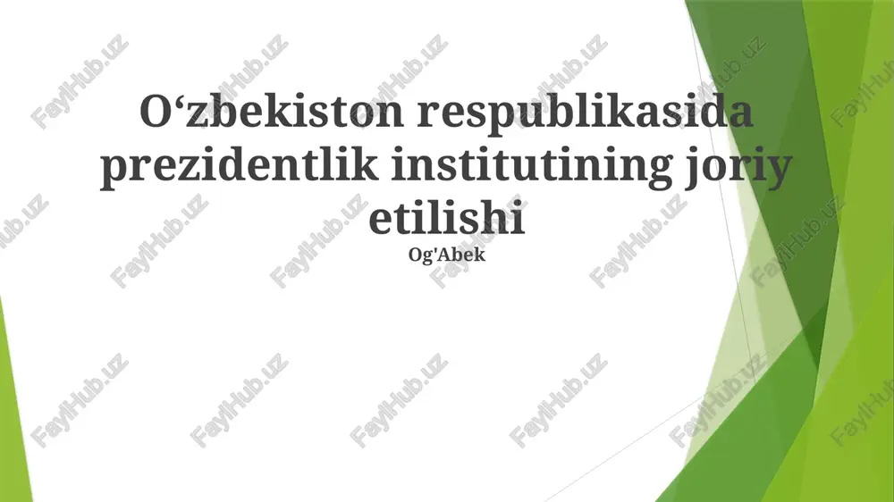 oʻzbekiston respublikasida prezidentlik institutining joriy etilishi — PPTX