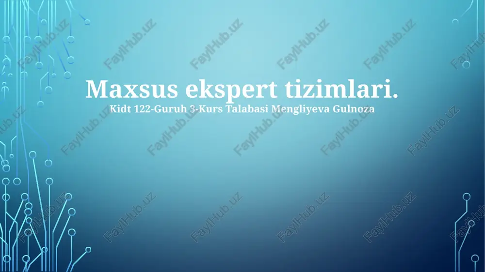 mutaxassis ekspert tizimlari — PPTX