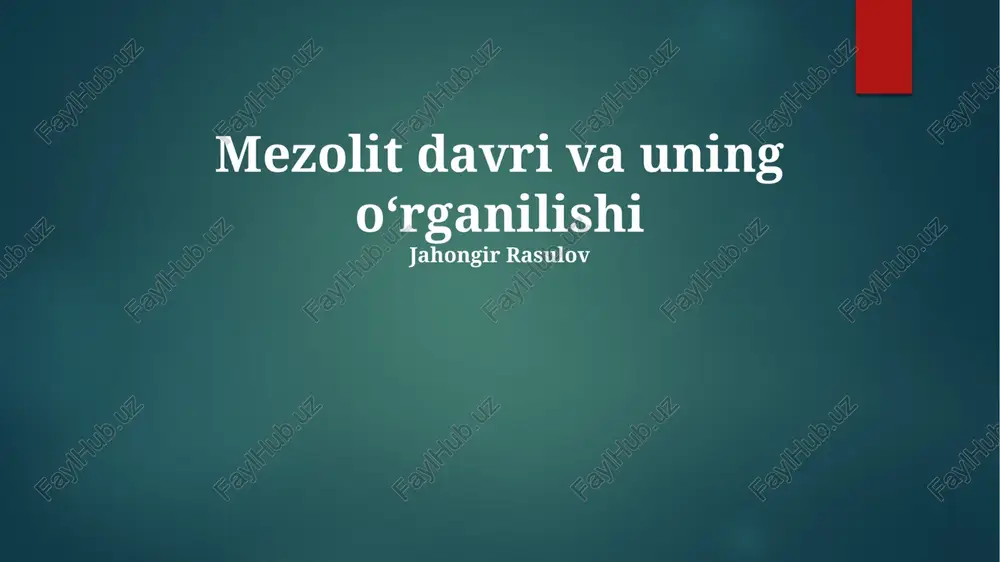 mezolit davri va uning oʻrganilishi — PPTX