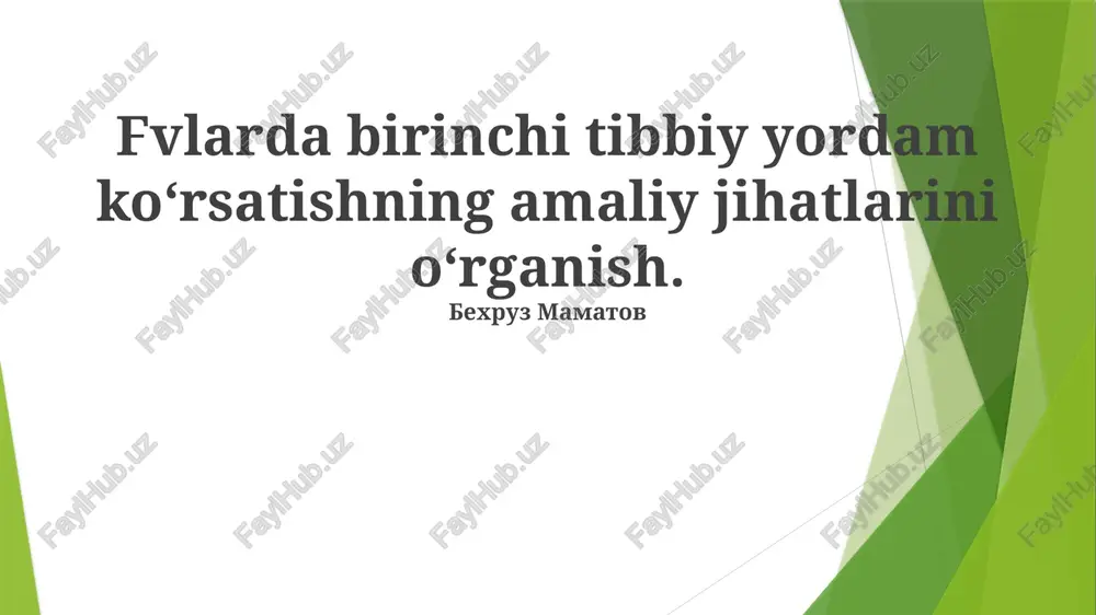 birinchi yordamning asosiy ko'nikmalari — PPTX