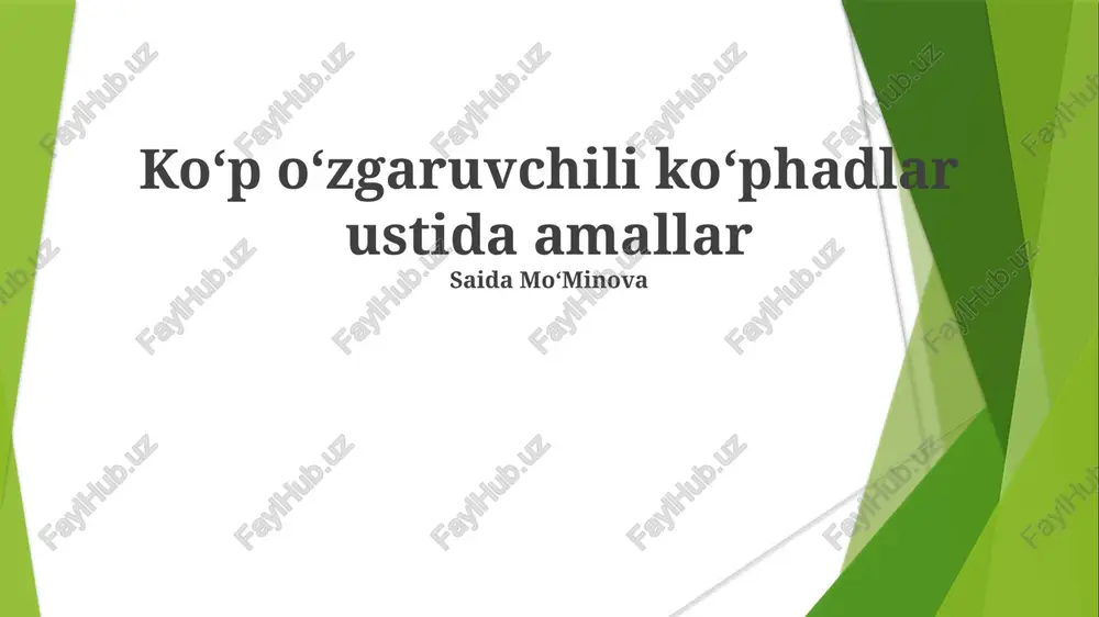 murakkab operatsiyalar: differensiatsiya, integratsiya va kompozitsiya — PPTX