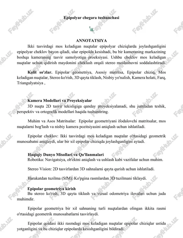 epipolyar chegara tushunchasi — DOCX
