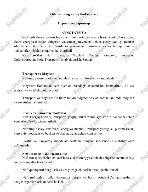neft hosil boʻlishi — DOCX