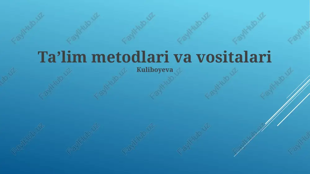 ta'lim metodlari va vositalari — PPTX
