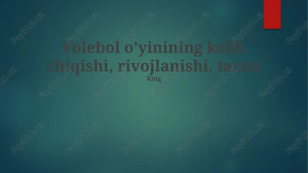 voleybol o'yinining kelib chiqishi, rivojlanishi, tarixi — PPTX
