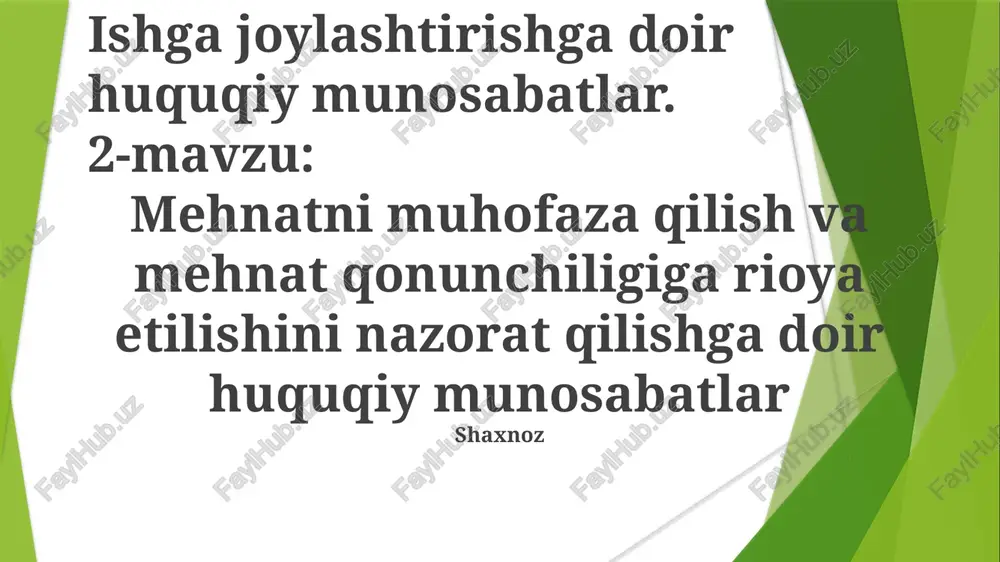 ish munosabatlari — PPTX
