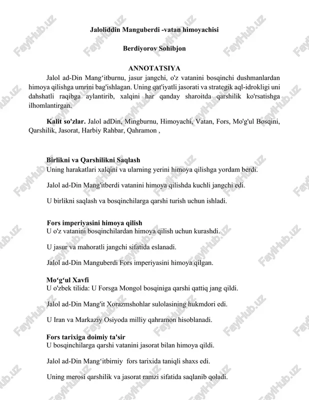 jaloliddin manguberdi - vatan himoyachisi — DOCX