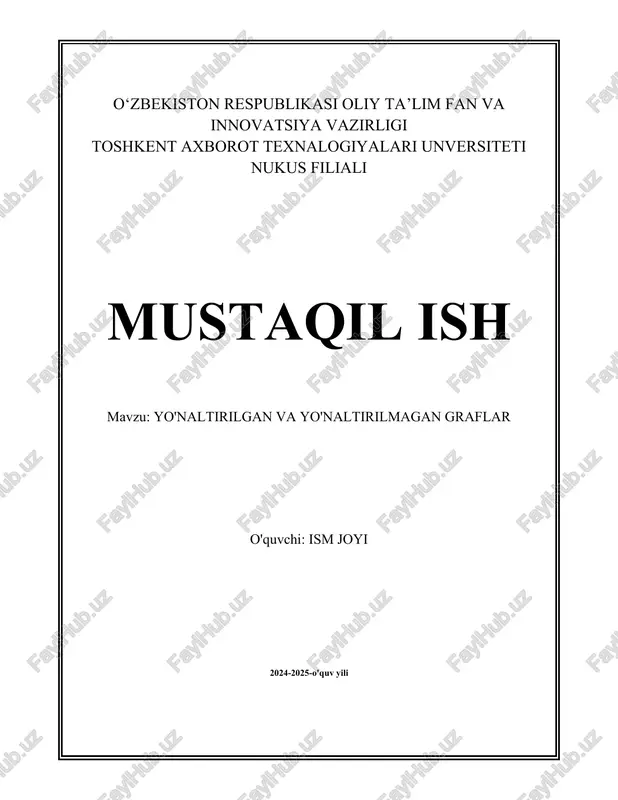 yo'naltirilgan graflar asoslari — DOCX